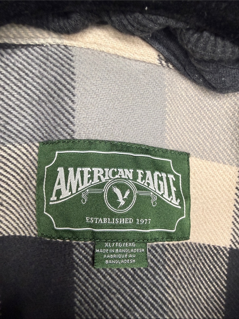 American Eagle Outfitters Plaid Button-Down Shirt Jacket in Black, Gray, White - Picture 2 of 3